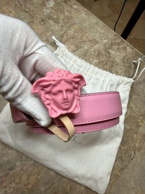 Versace Light Pink Belt with Medusa Buckle